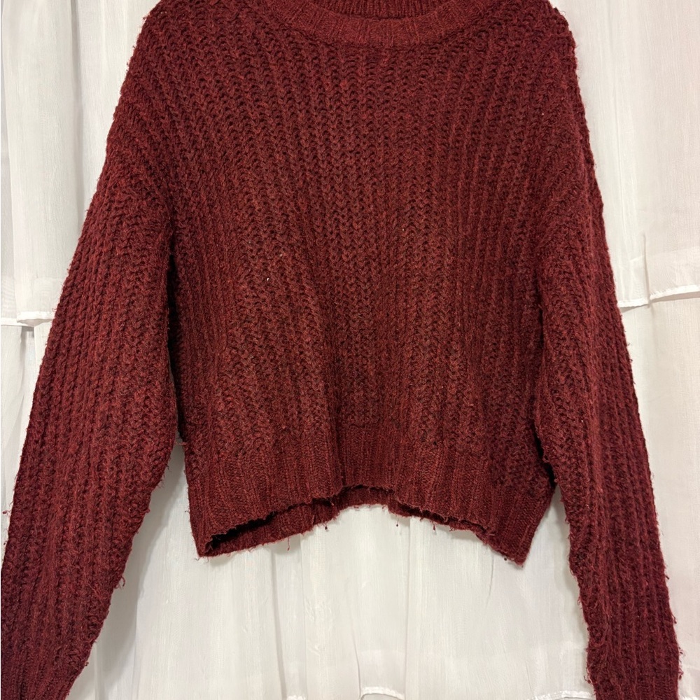 American Eagle Outfitters Maroon Crew Neck Sweater